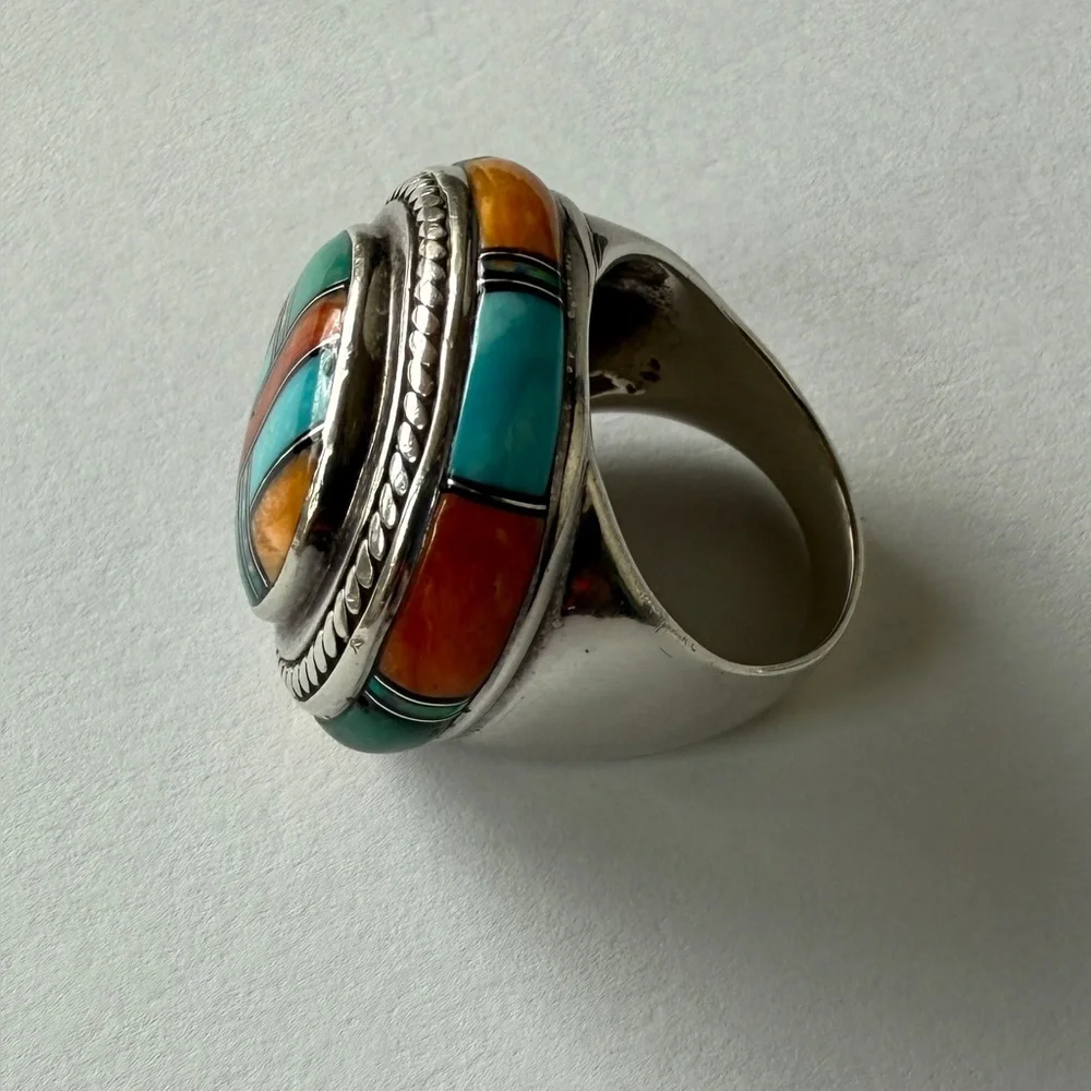 Genuine Turquoise & Sterling Sliver Native American Handmade Ring - Picture 6 of 9